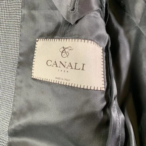 Canali Suit Jacket Mens 48 Gray Check 100% Wool Blazer Sport Coat Made In Italy
